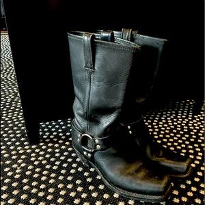 12 inch high Frye Harness boot Size 10,                          two inch heel.